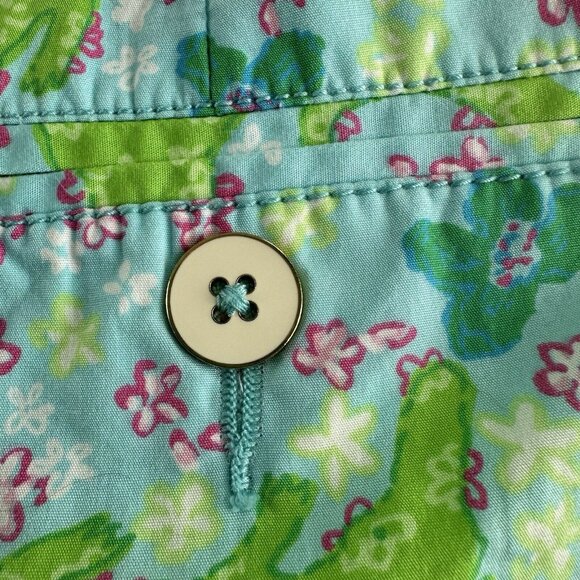 Lilly Pulitzer Shorts Women’s Size 2 Resort Fit Blue/Pink Alligator Cotton Check - Picture 6 of 15